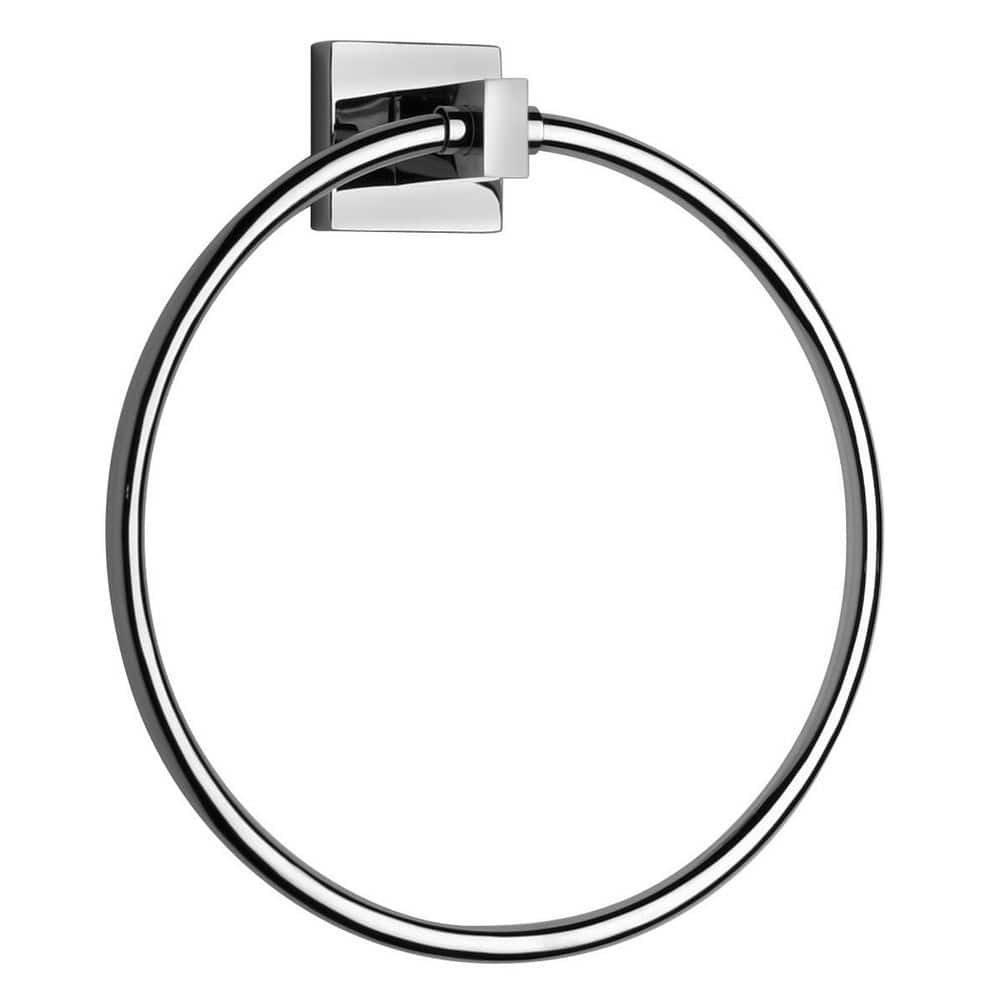 LaToscana Square Collection Wall Mounted Bathroom Towel Ring in Chrome