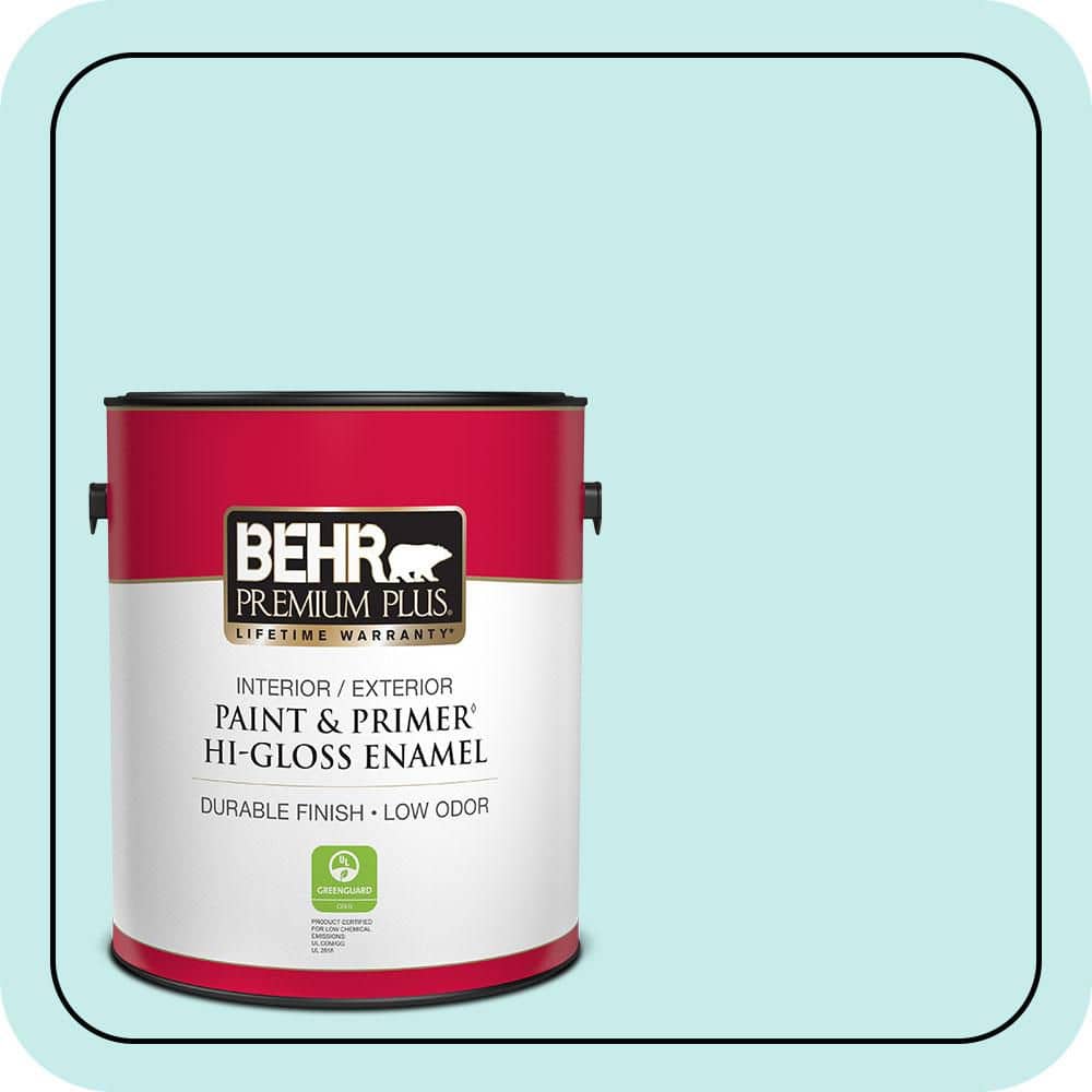 BEHR PREMIUM PLUS 1 gal. #P460-1 Morning Sky Hi-Gloss Enamel Interior/Exterior Paint & Primer
