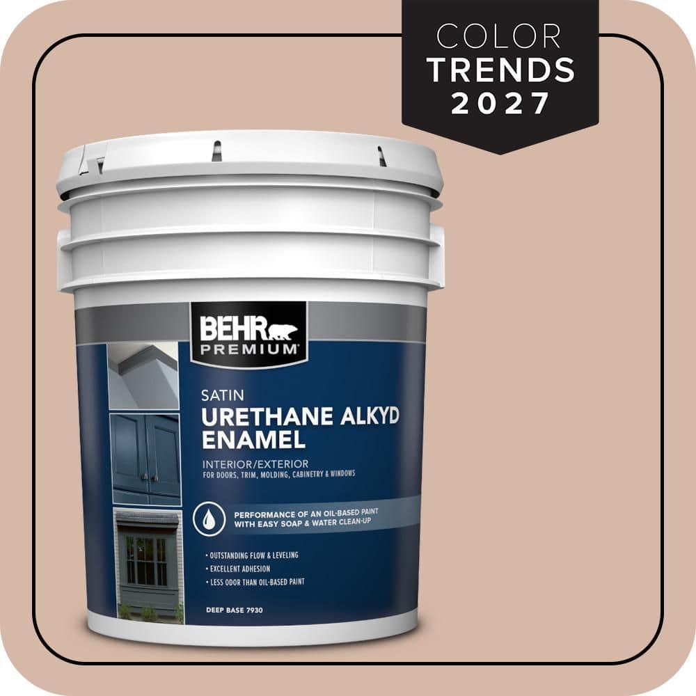 BEHR PREMIUM 5 gal. #S190-3 Sedona Pink Urethane Alkyd Satin Enamel Interior/Exterior Paint