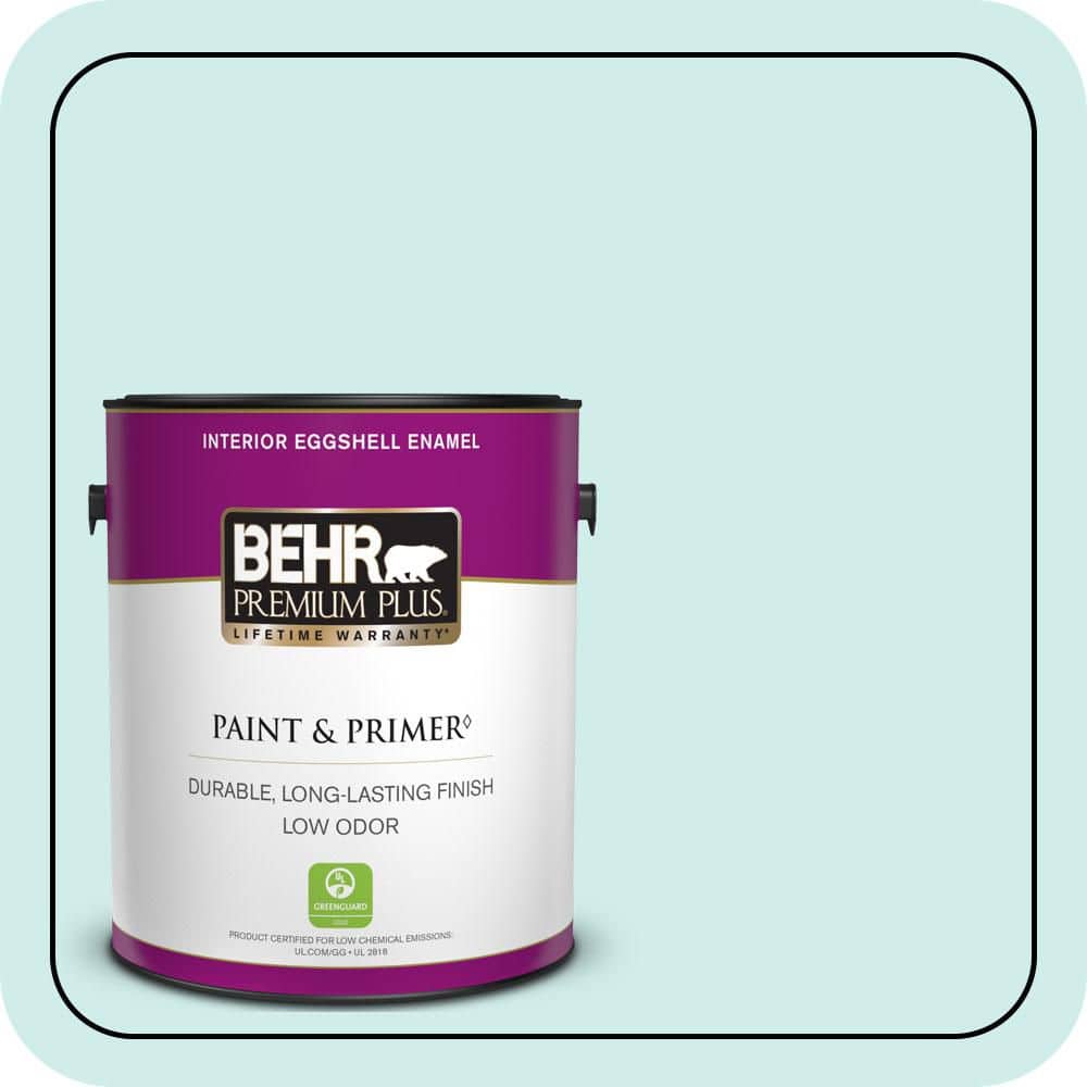 BEHR PREMIUM PLUS 1 gal. #510C-1 Ionic Sky Eggshell Enamel Low Odor Interior Paint & Primer
