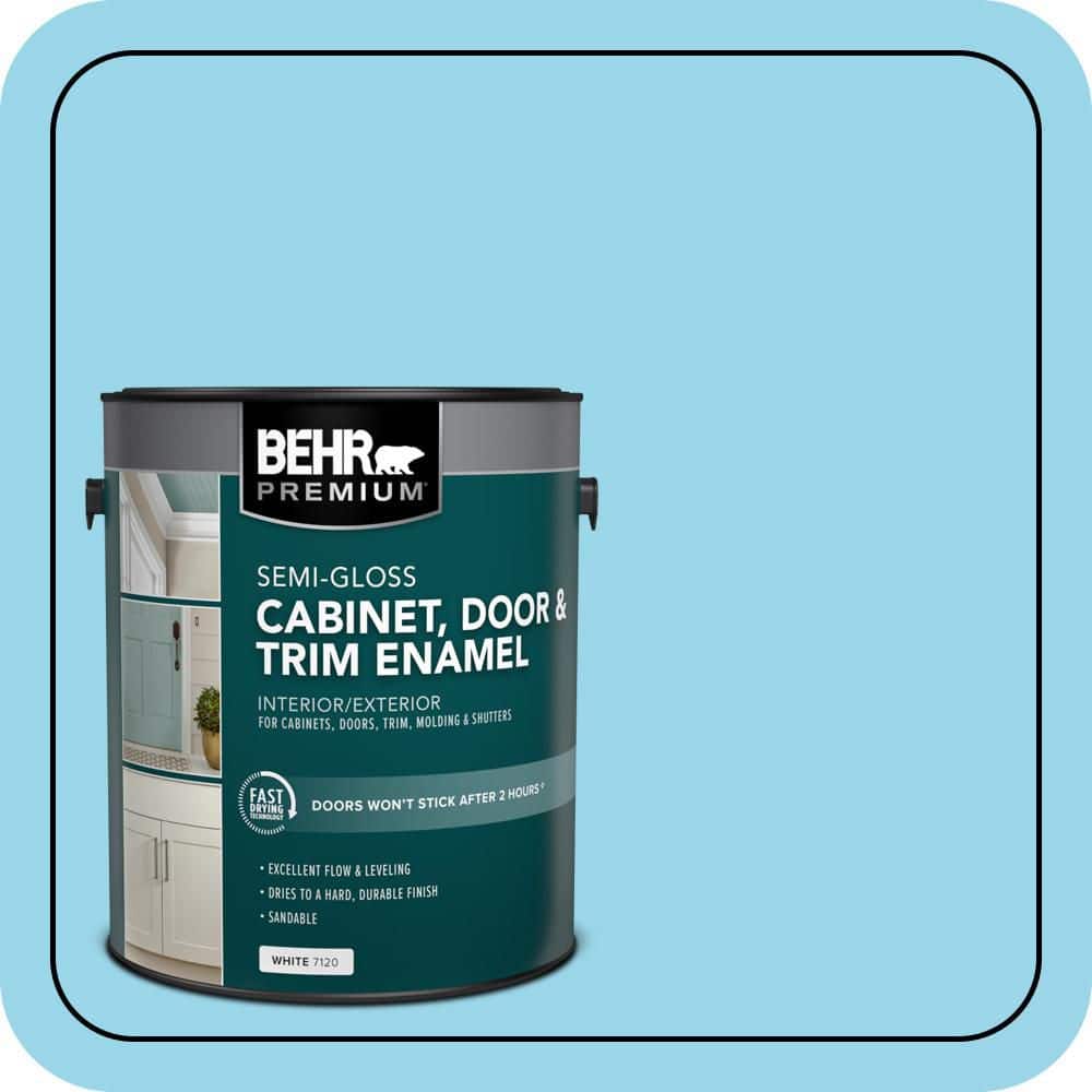BEHR PREMIUM 1 gal. #P490-2 Blue Sarong Semi-Gloss Enamel Interior/Exterior Cabinet, Door & Trim Paint