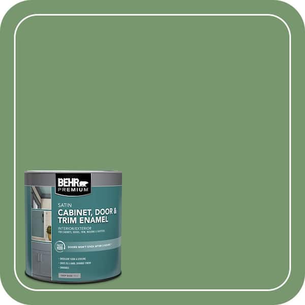BEHR PREMIUM 1 qt. #PPU11-03 Botanical Green Satin Enamel Interior/Exterior Cabinet, Door & Trim Paint (2)