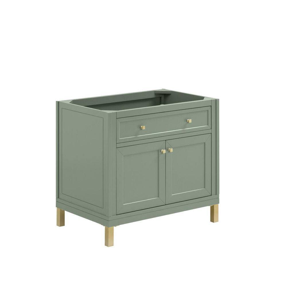 James Martin Vanities Chicago 35.9 in. W x 23.3 in. D x 32.6 in. H Single Bath Vanity Cabinet Without Top in Smokey Celadon (3)