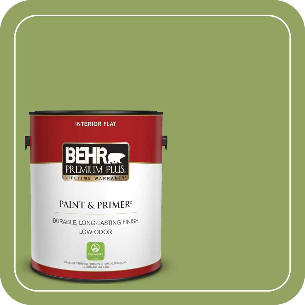 BEHR PREMIUM PLUS 1 gal. #PPU10-04 New Bamboo Semi-Gloss Enamel Low Odor Interior Paint & Primer (1)