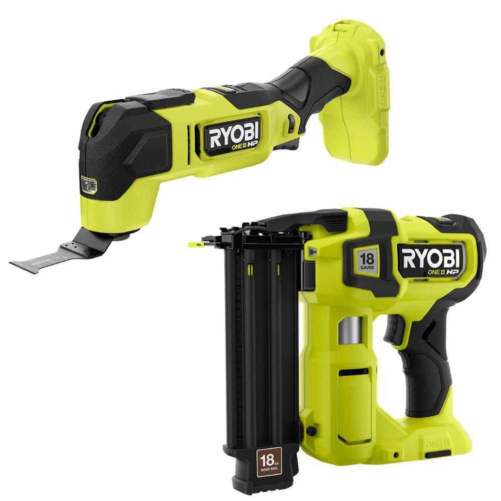 RYOBI ONE+ HP 18V Brushless Cordless Oscillating Multi-Tool with ONE+ HP 18V 18-Gauge Brushless Cordless AirStrike Brad Nailer (1)