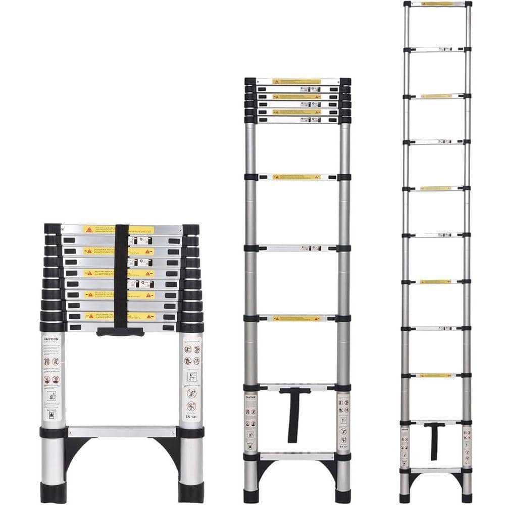 KIWDZFU 16.5 FT Aluminum Telescoping Ladder with Triangle Stabilizers