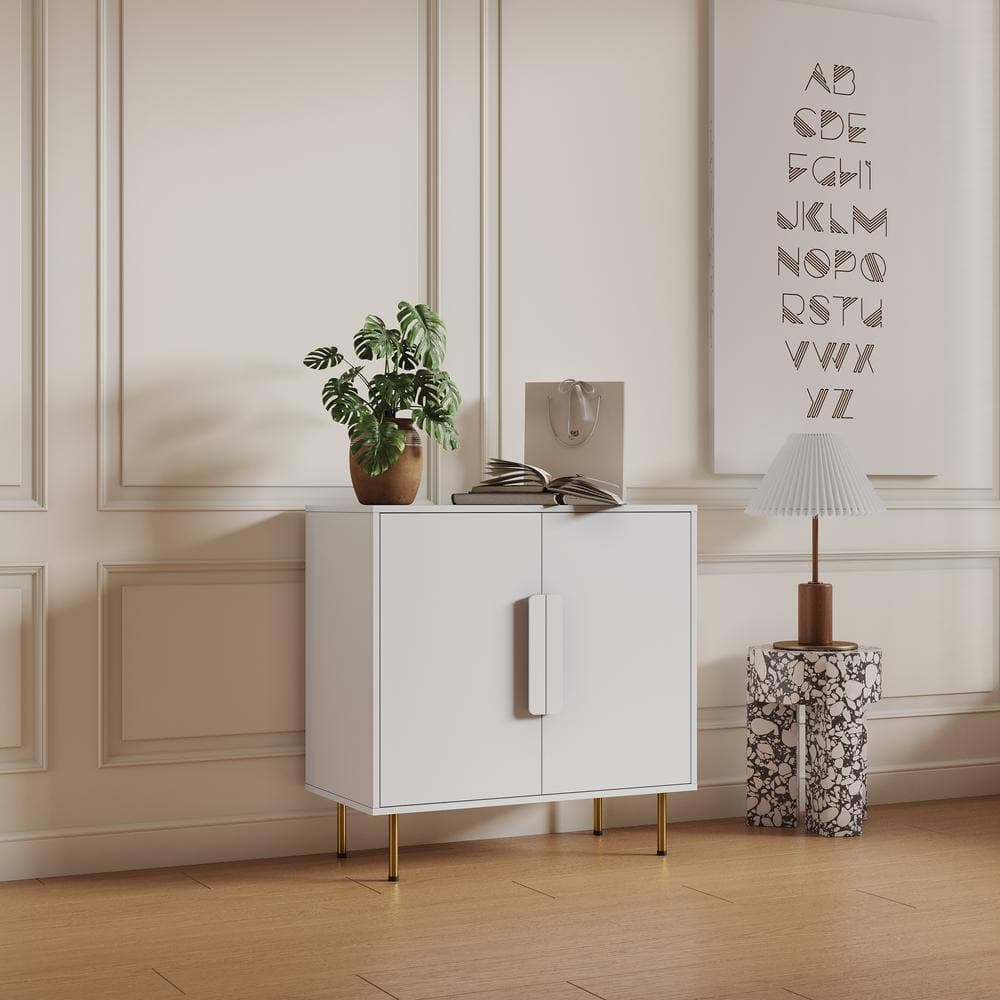 Unbranded 31.5 in. W x 15.75 in. D x 31.5 in. H White Linen Cabinet Storage Cabinets with 2-Doors with Handle (2)