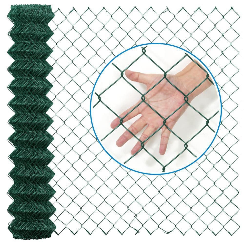 Fencer Wire 6 ft. x 50 ft. Green Vinyl Coated Galvanized Steel 9-Gauge Chain Link Fabric Roll