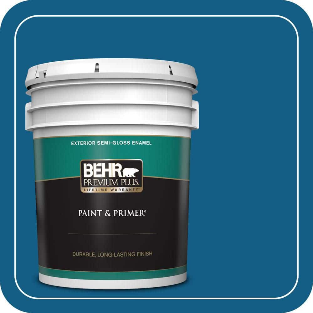 BEHR PREMIUM PLUS 5 gal. #S-H-550 Sapphire Sparkle Semi-Gloss Enamel Exterior Paint & Primer