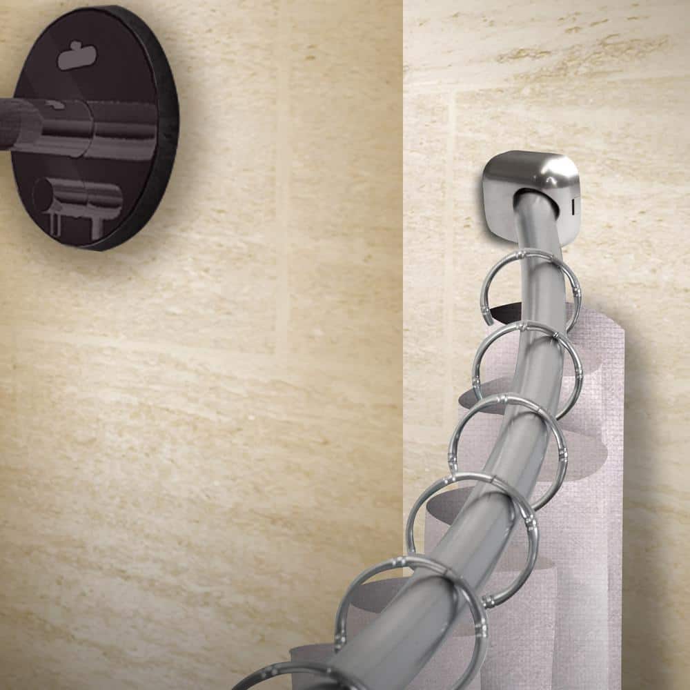 Rod Desyne 41-72 in. Curved Shower Curtain Rod with Rust Prevention in Satin Nickel