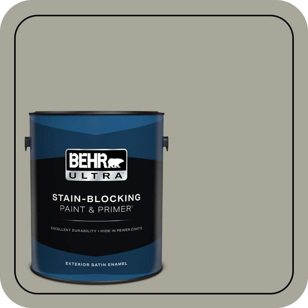 BEHR ULTRA 1 gal. #N370-4A Historical Gray Satin Enamel Exterior Paint & Primer