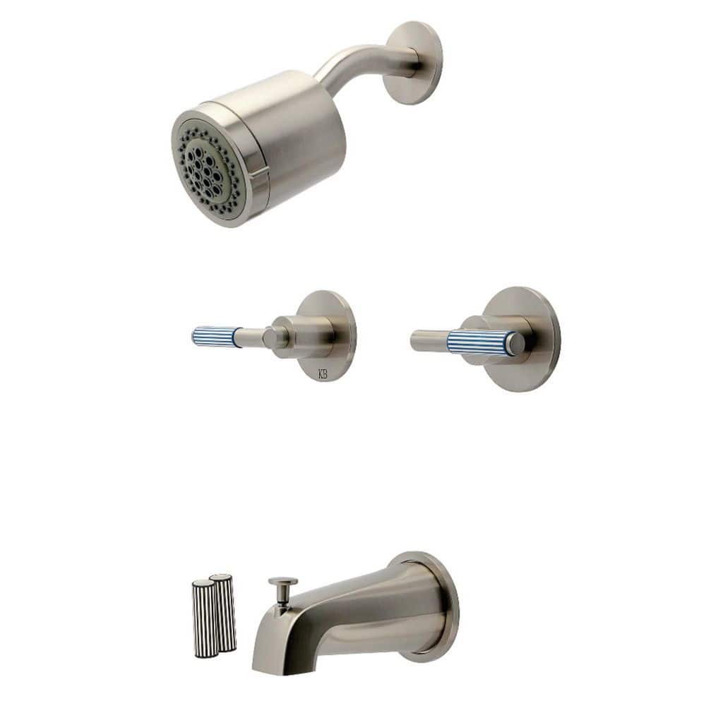 Kingston Brass Verona 2-Handle 2-Spray Tub and Shower Faucet 1.8 GPM in Brushed Nickel (1)