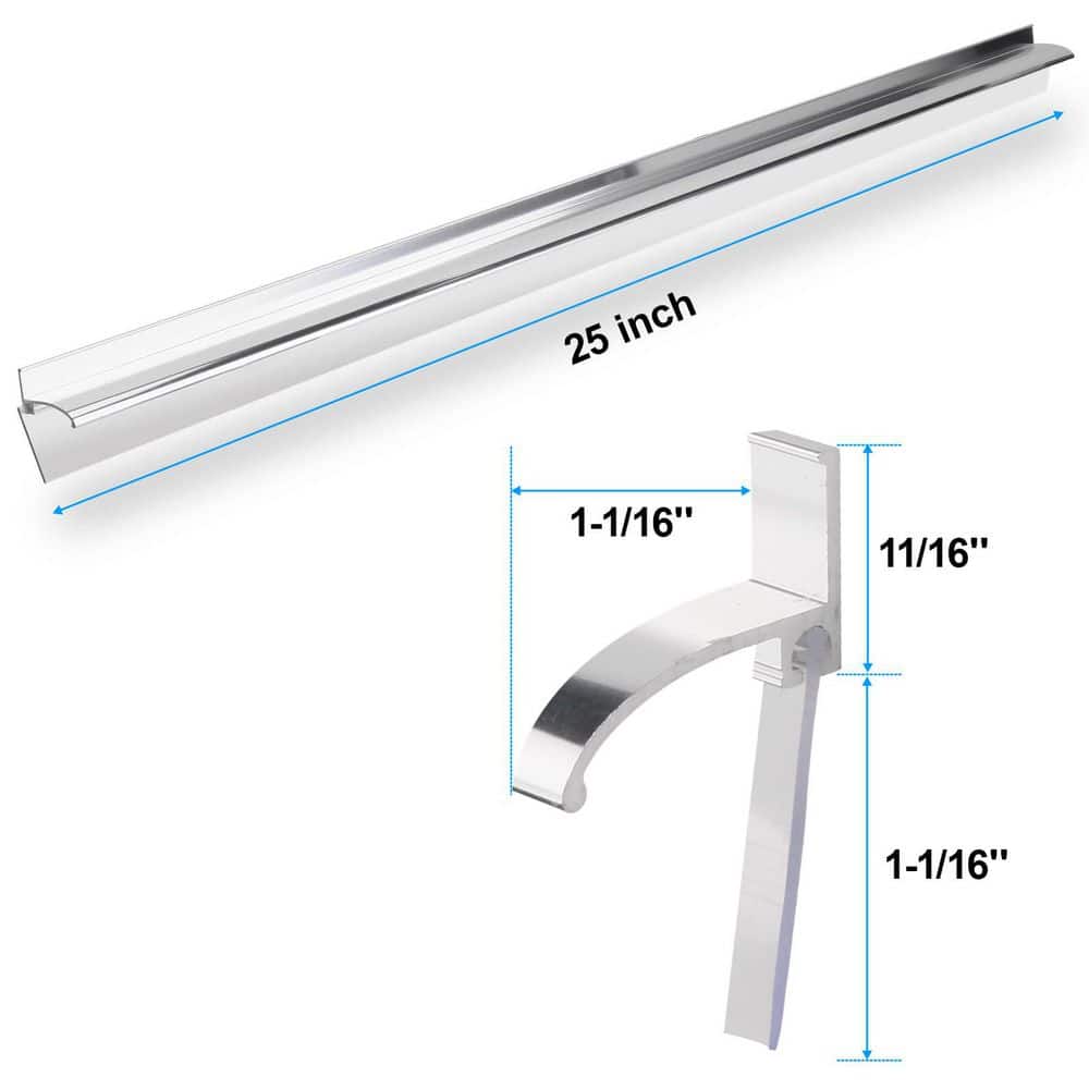 Wudkey 1-Piece 25 Inch Shower Door Bottom Deflector in Chrome, Included Vinyl Sweep, for Framed Shower Door Installation Use (2)