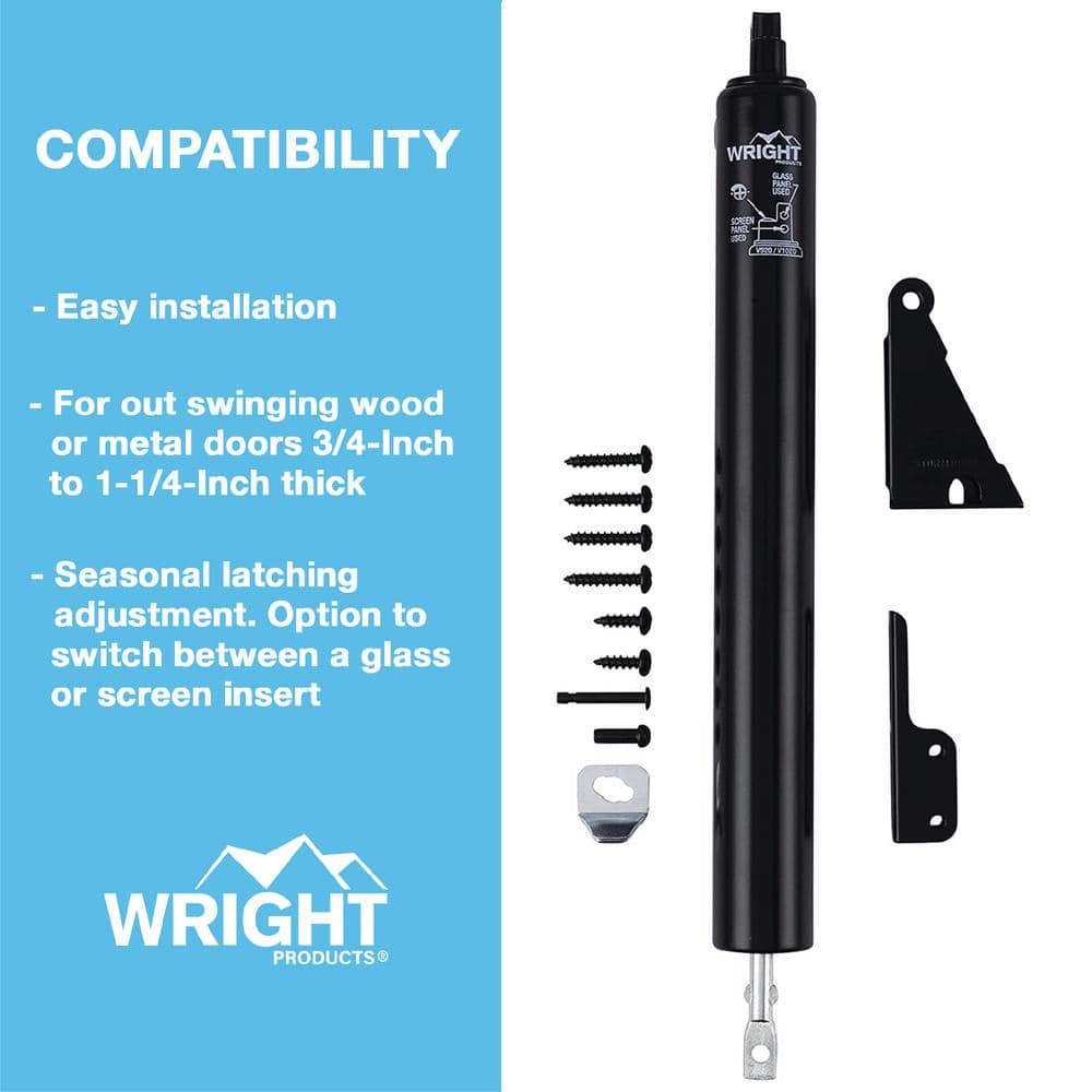 Wright Products Standard Duty Pneumatic Screen and Storm Door Closer, Black (3)