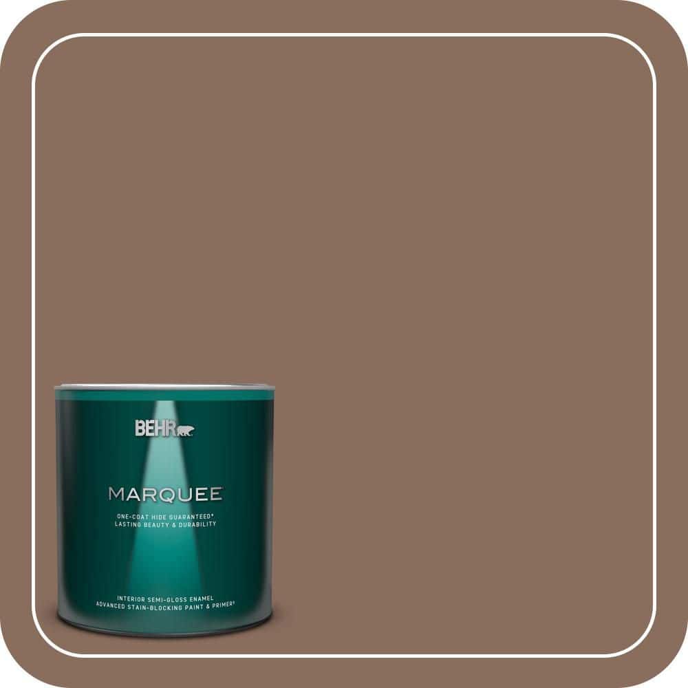 BEHR MARQUEE 1 qt. #N190-6 Nut Brown Semi-Gloss Enamel Interior Paint & Primer