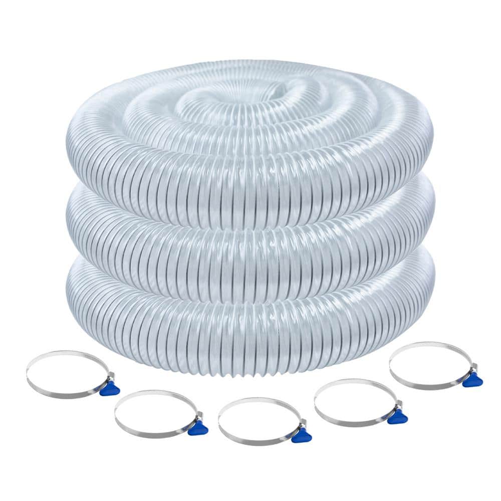 ‎POWERTEC 2-1/2 in. x 20 ft. Dust Collection Hose with 5 Key Hose Clamps for Table Saw, Band Saw, Planer, Dust Collection System (1)