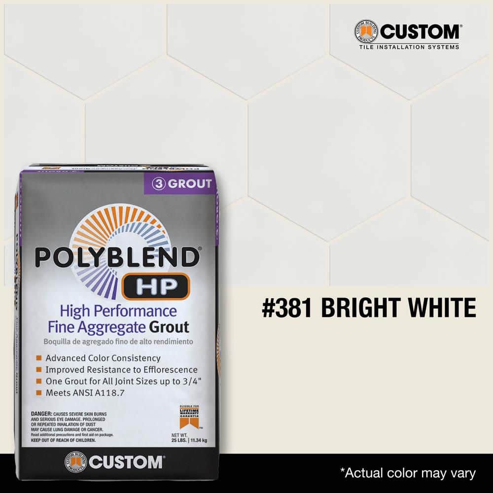 Custom Building Products Polyblend HP #381 Bright White 25lb High Performance Fine Aggregate Grout (3)