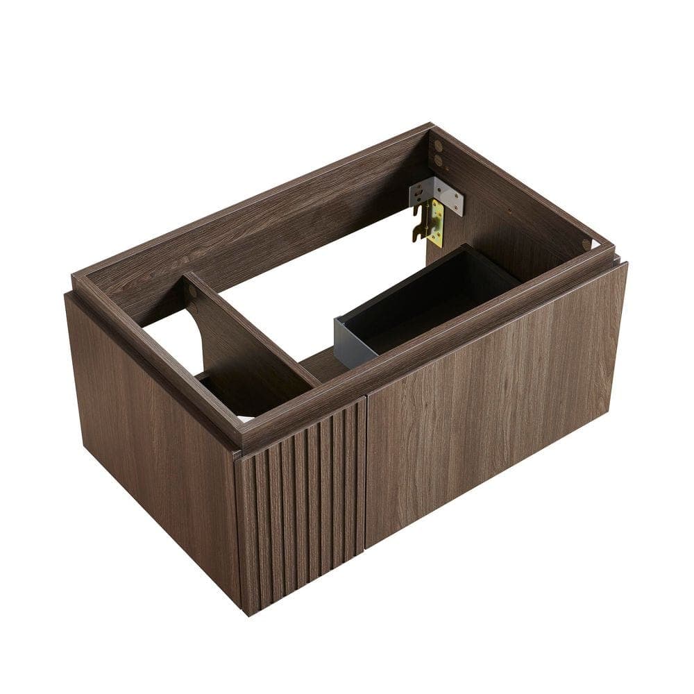 Buruis 30 in. Wall-mounted Bath Vanity Cabinet without Top in Brown, 2 Doors Design, Faucet and Sink Not Included (3)