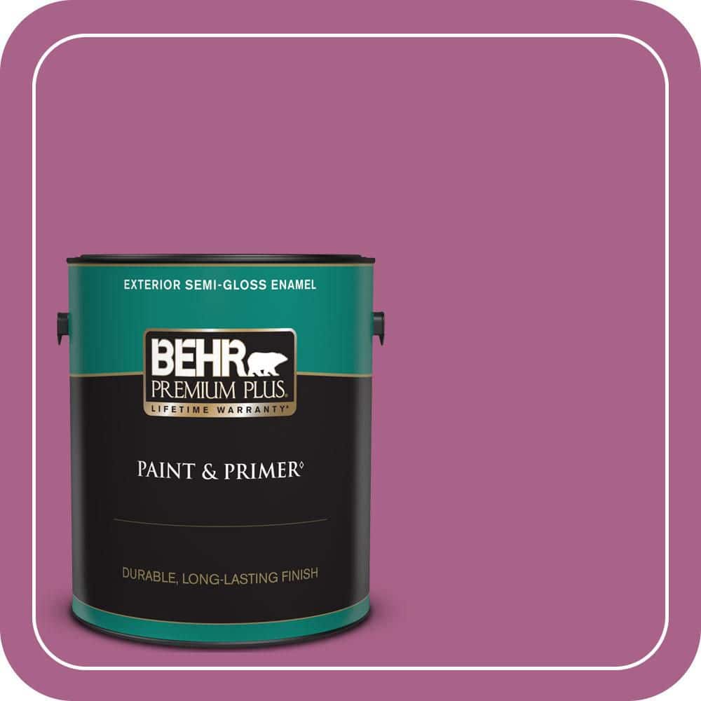 BEHR PREMIUM PLUS 1 gal. #690B-6 Wild Mulberry Semi-Gloss Enamel Exterior Paint & Primer