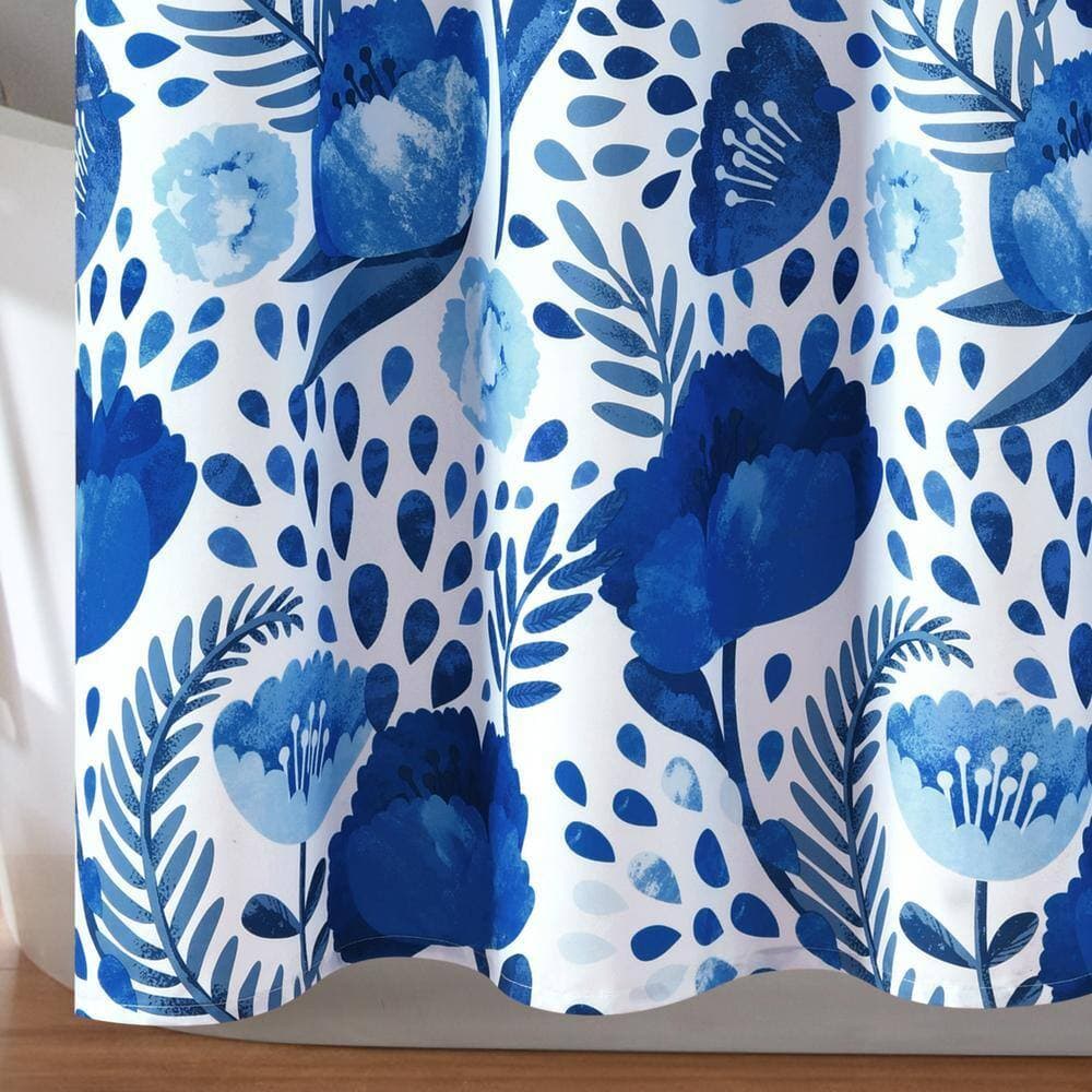Lush Decor 72 in. x 72 in. Poppy Garden Shower Curtain Blue Single (3)