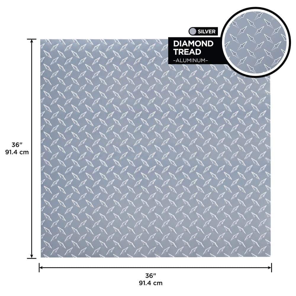 M-D Building Products 36 in. x 36 in. x 0.025 in. Diamond Tread Silver Metallic Aluminum Sheet Metal (3)