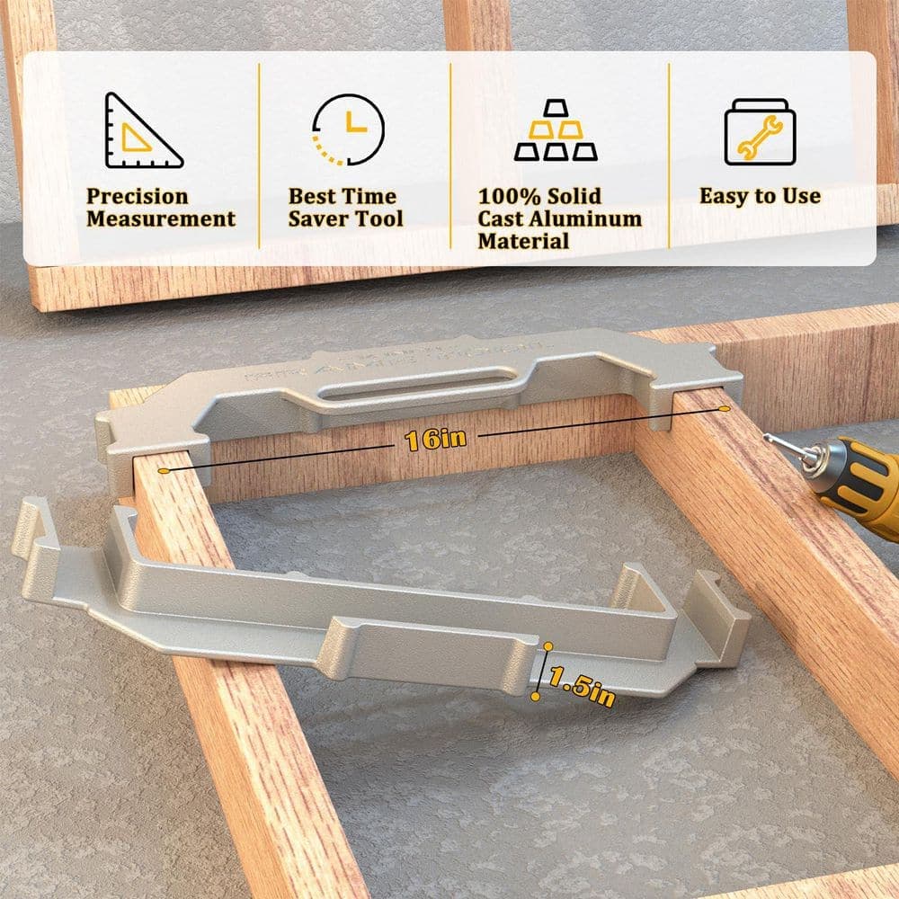NVNOO 16 in. On-Center Stud Layout Tool, 100% Cast Aluminum Framing Spacing Tool, Premium Wall Stud Framing Tool (3)
