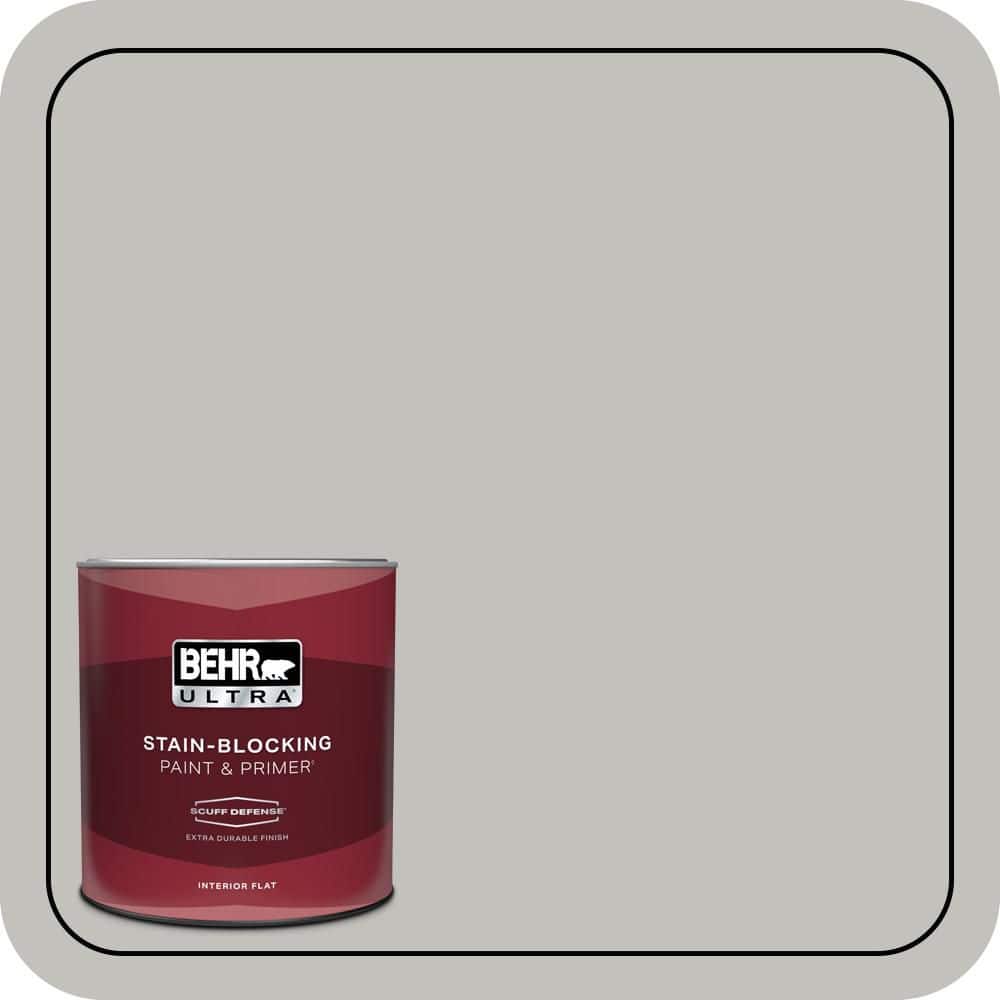 BEHR ULTRA 1 qt. #QE-50 Gull Gray Extra Durable Flat Interior Paint & Primer