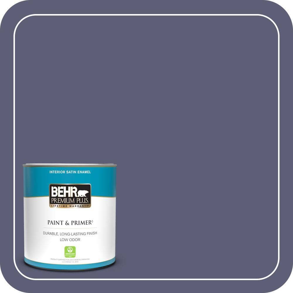 BEHR PREMIUM PLUS 1 qt. #S560-6 Blue Blood Satin Enamel Low Odor Interior Paint & Primer