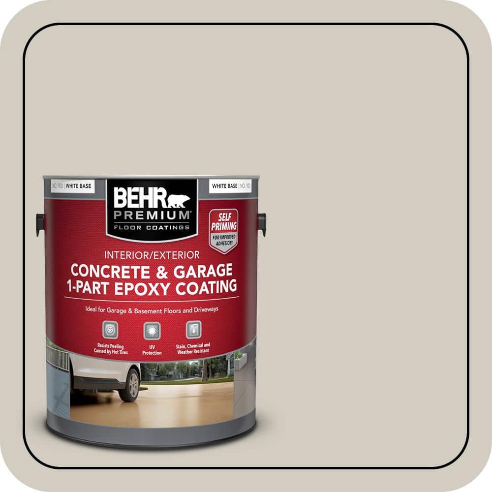BEHR PREMIUM 1 gal. #N320-2 Toasty Gray Self-Priming 1-Part Epoxy Satin Interior/Exterior Concrete and Garage Floor Paint