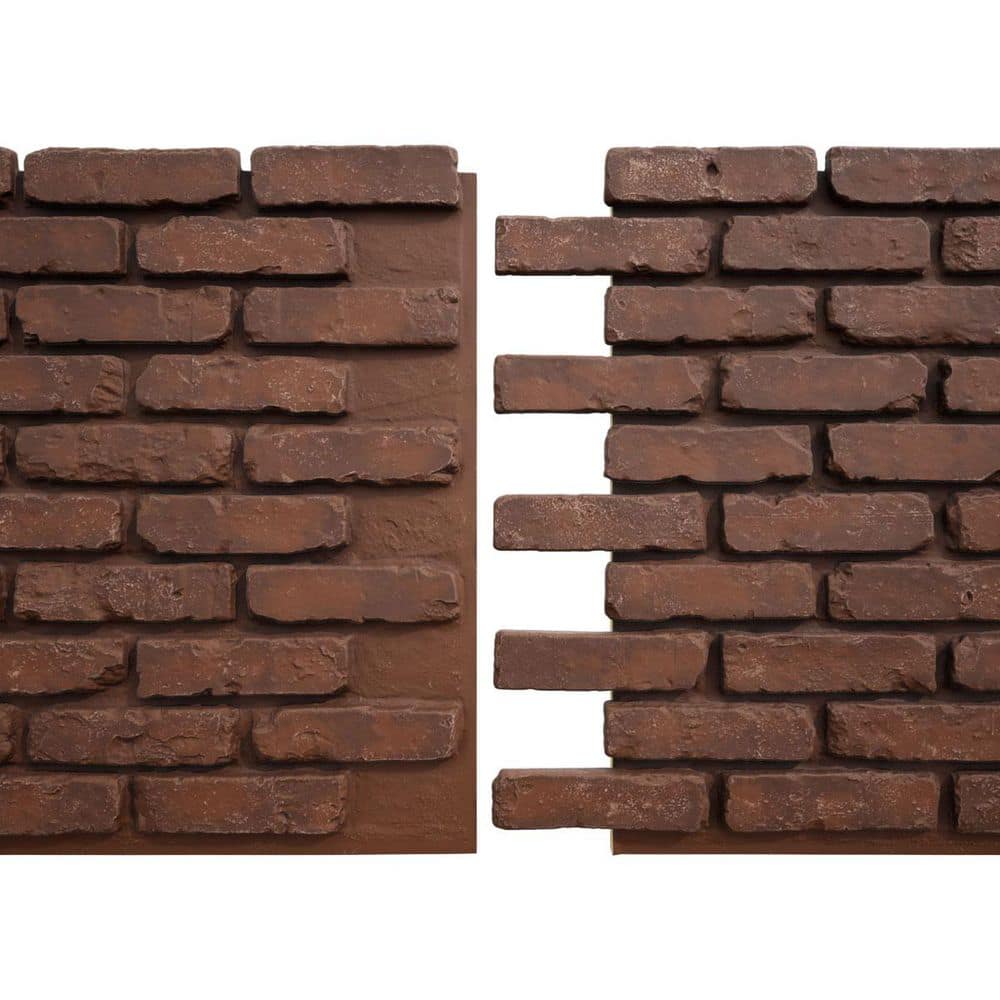 Ekena Millwork EverStone Aged Brick Faux Brick Panel, 46 7/8"W x 27"H x 1 1/4"D, Pizzeria Color (1)
