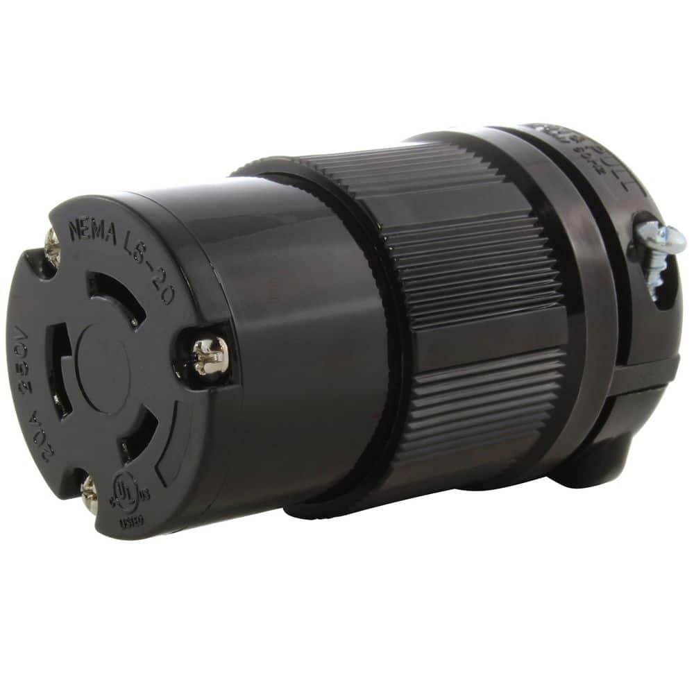 AC WORKS NEMA L6-20R 20A 250V 3-Prong Locking Female Connector in Black with UL, C-UL Approval (1)