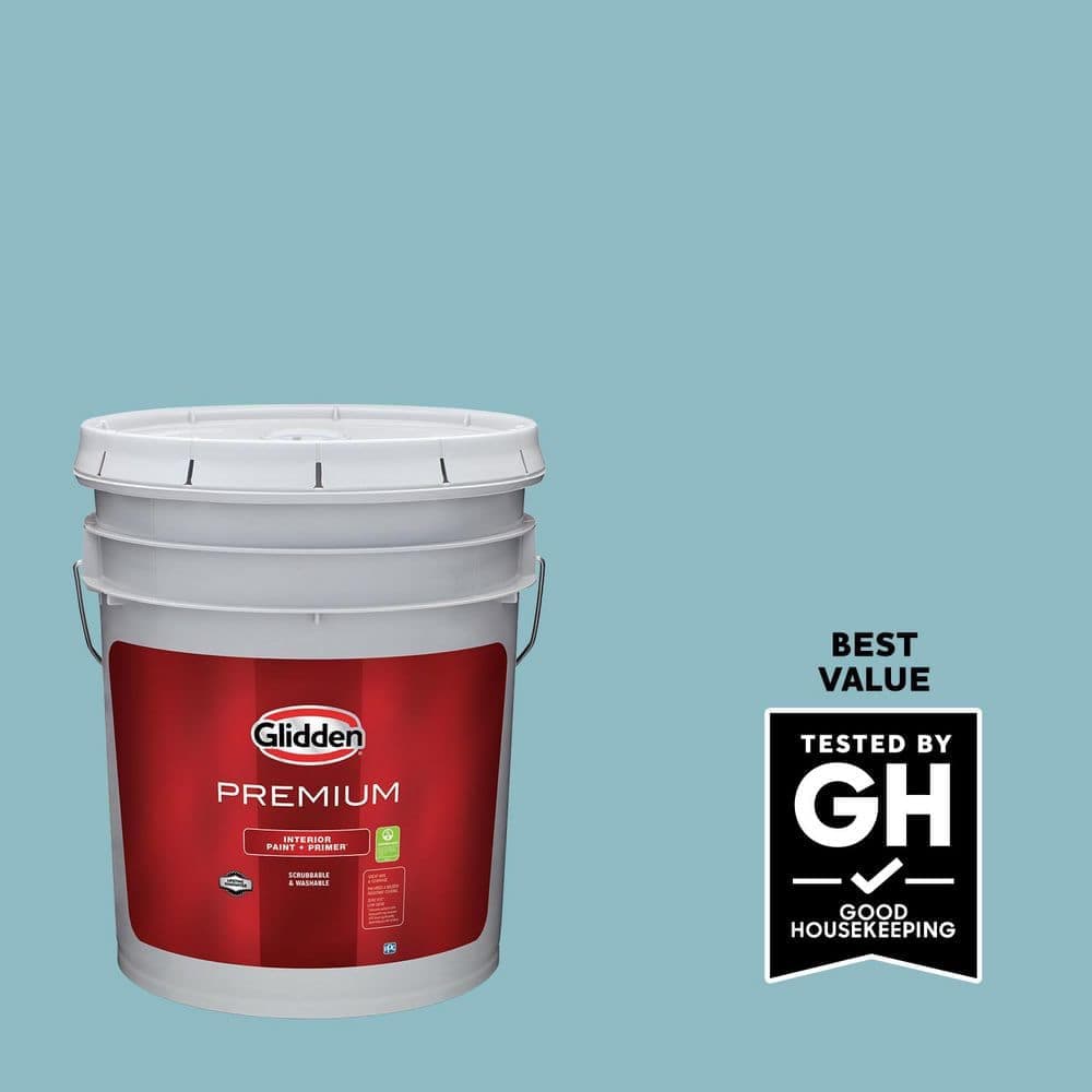 Glidden Premium 5 gal. PPG1150-4 Kingston Aqua Flat Interior Latex Paint