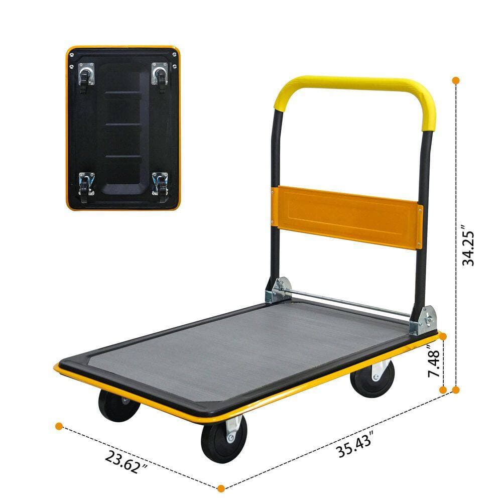 Cesicia 660 lbs. Heavy Duty Yellow Capacity Platform Hand Truck (2)