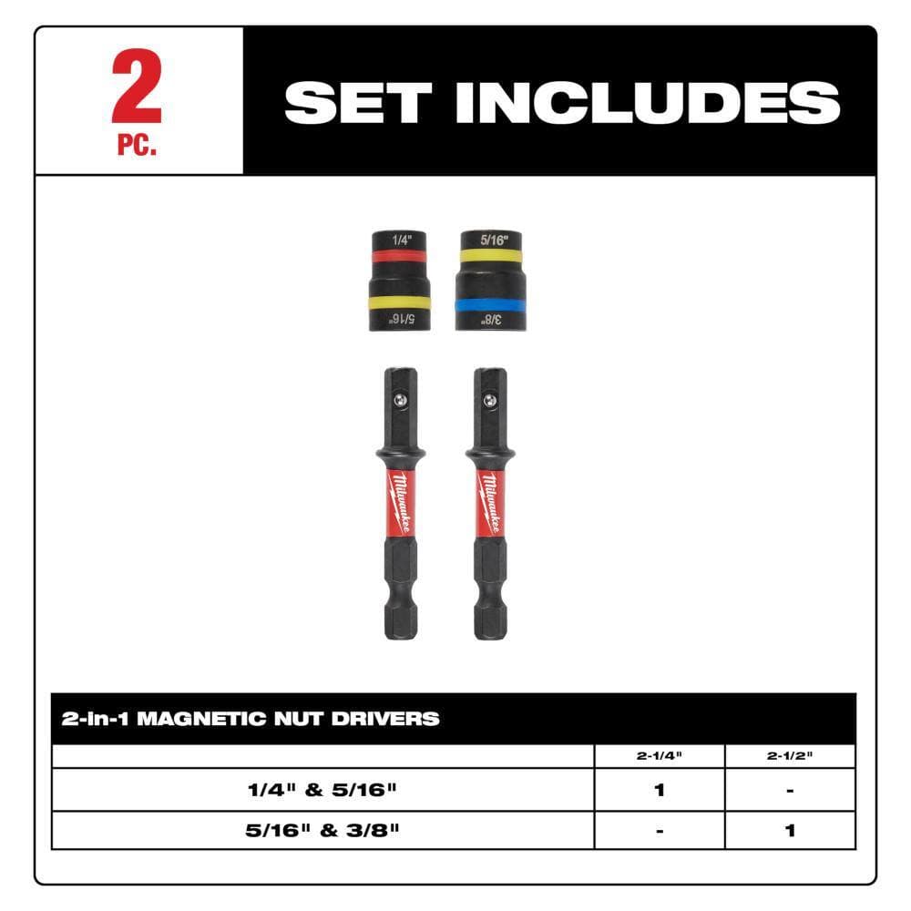 Milwaukee SHOCKWAVE Impact-Duty Quik-Clear 2-In-1 Alloy Steel Magnetic Nut Driver Set (2-Piece) with PACKOUT Large Magnetic Bin (3)