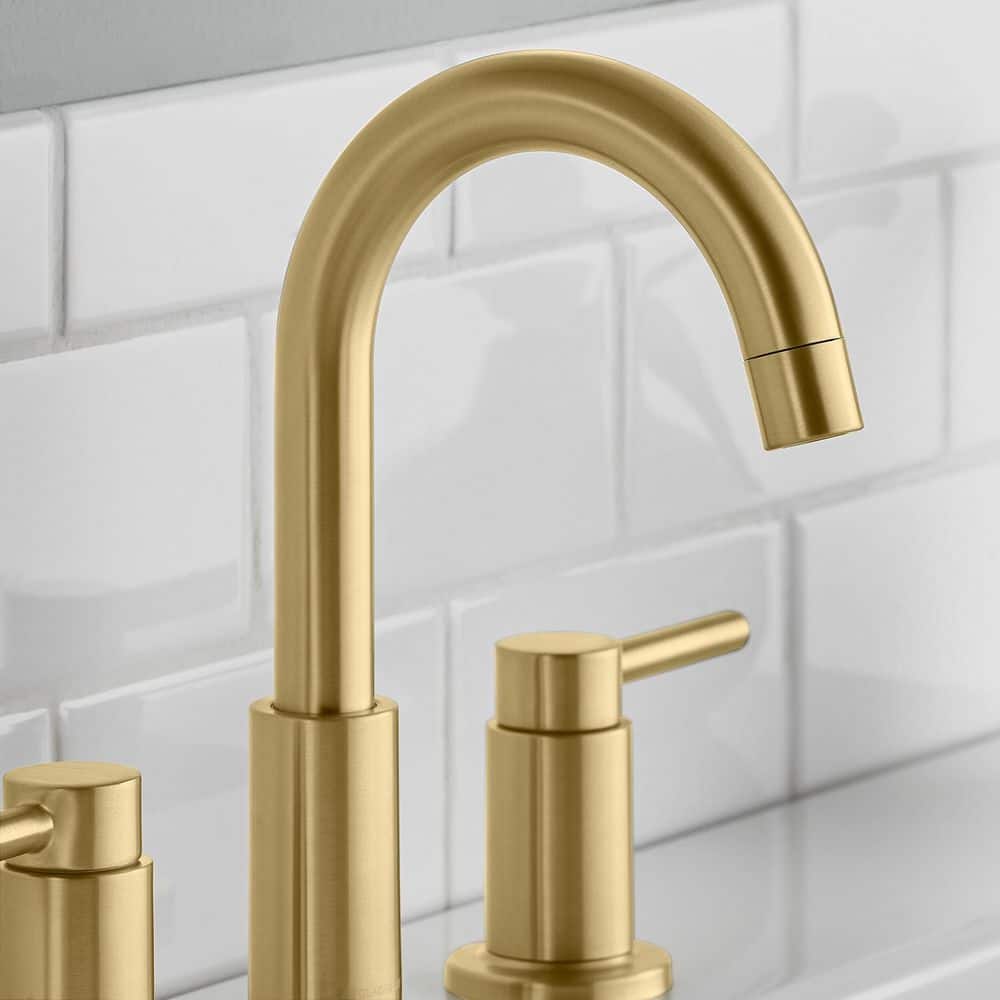 Glacier Bay Dorind 8 in. Widespread 2-Handle High-Arc Bathroom Faucet in Brushed Gold (3)