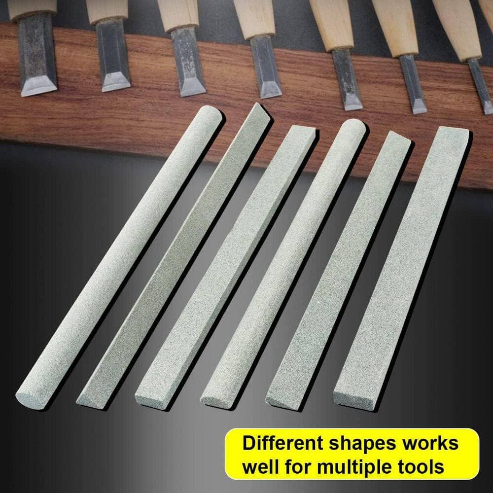 Unbranded Green Silicon Carbide Whetstone Wood Carving Knife Sharpener Stone Set for Bladed Tools 6 Pieces (Set) (3)