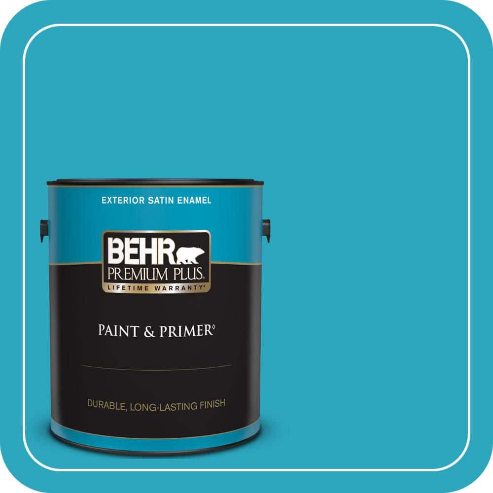 BEHR PREMIUM PLUS 1 gal. #MQ4-52 Gulf Waters Satin Enamel Exterior Paint & Primer