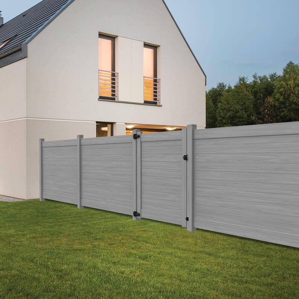 Barrette Outdoor Living Horizontal Fence 6 ft. x 4 6 in. Coastal Cedar Vinyl Privacy Fence Gate with DSP Top (2)