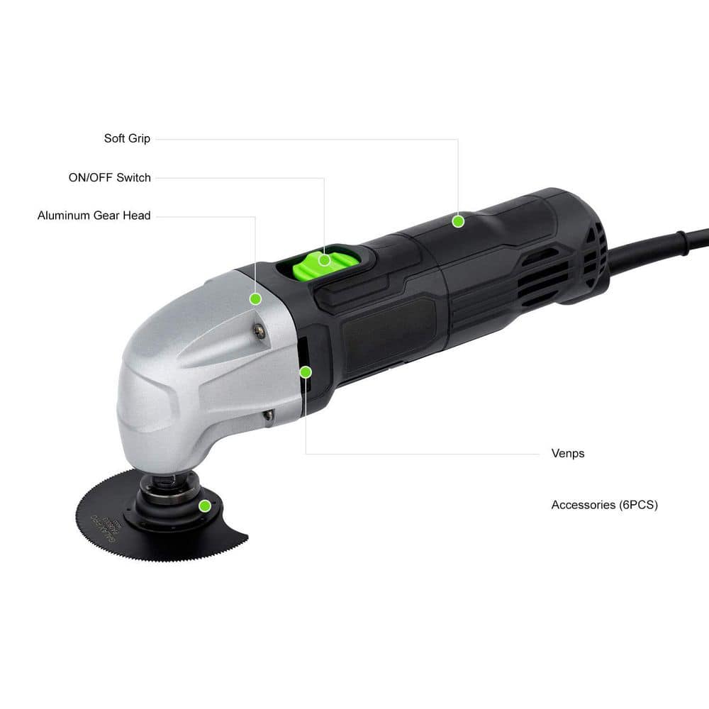 Unbranded 22000 OPM Oscillating Multi Tool with 3° Angle and 3 Saw Blades Semi Circle Blade Sanding Plate 6 Sanding Papers (2)