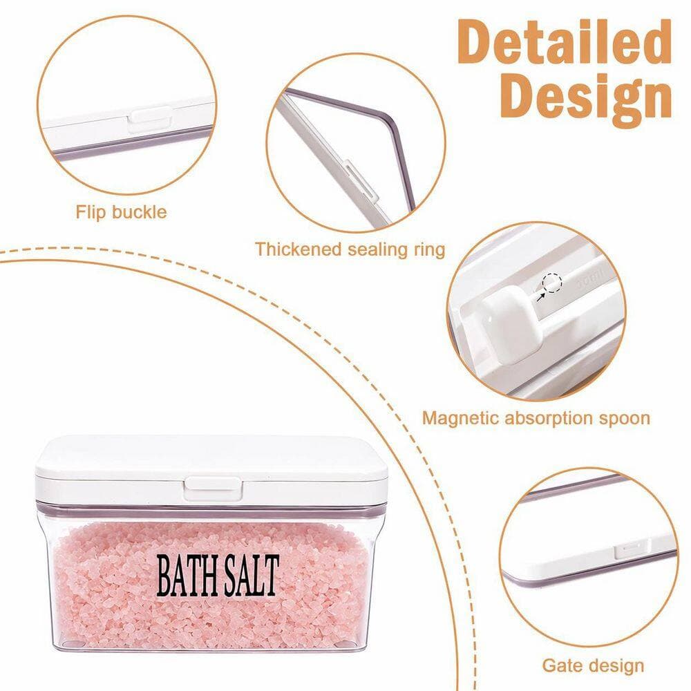 KHKFY Clear 29 oz. Airtight Bath Salt Jar with Magnetic Scoop and Flip-Top for Bath Salts, Bombs, Scrubs, Home (2)