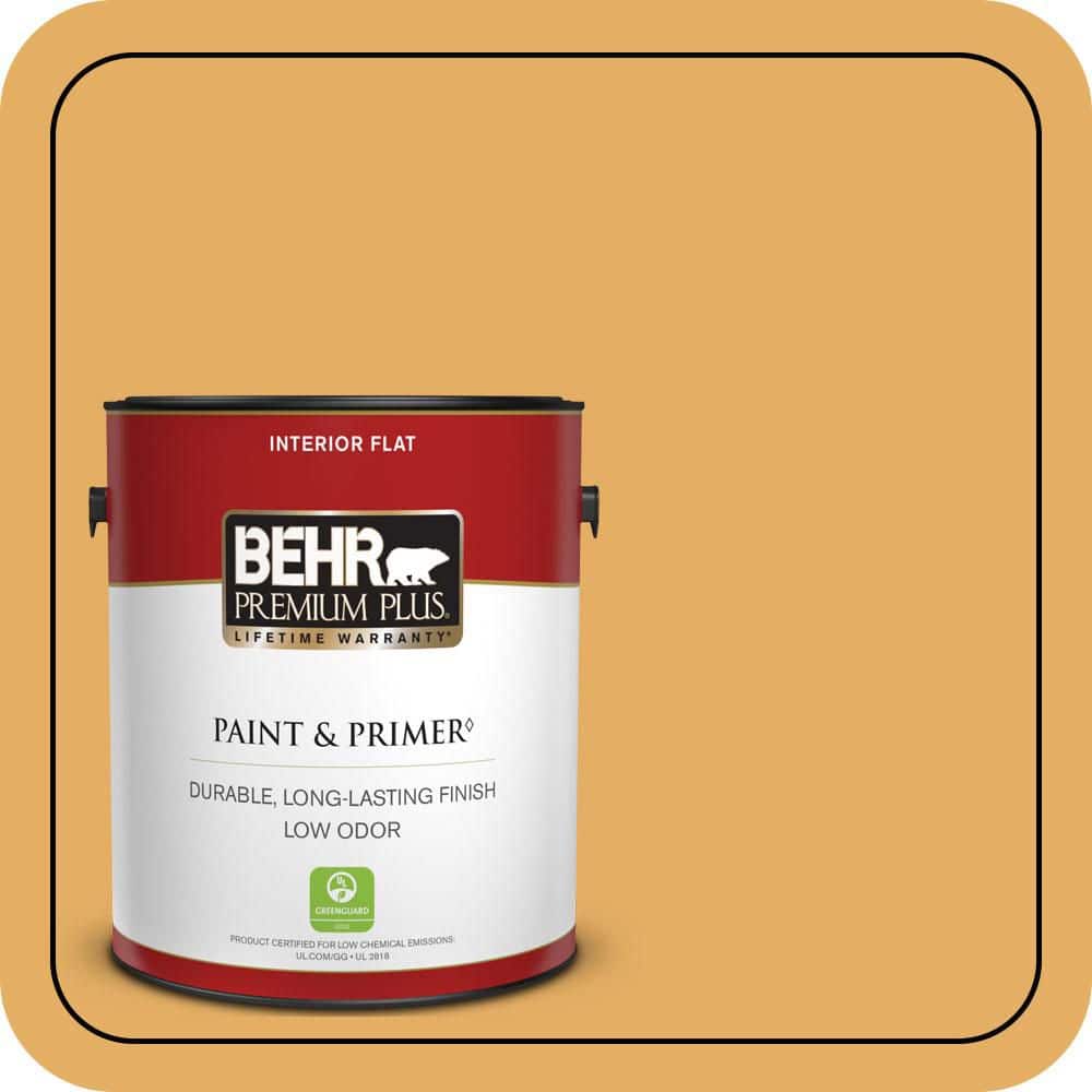 BEHR PREMIUM PLUS 1 gal. #MQ4-11 Lamplit Flat Low Odor Interior Paint & Primer