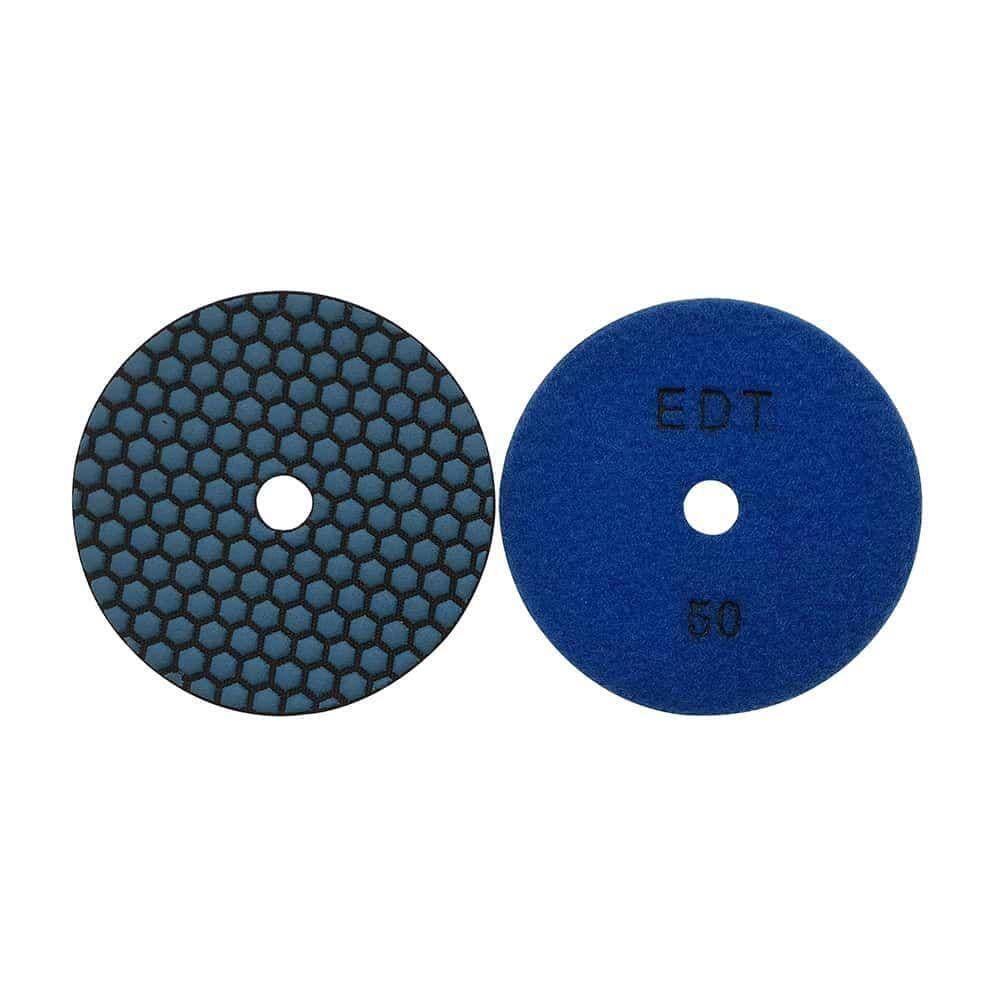 EDiamondTools 4 in. High Performance Stone/Concrete Polishing Pads, 10 Pad Set, Wet or Dry, #50 (2), #100 (2), #200 (2) to #3000 Grit (2)