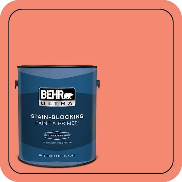 BEHR PREMIUM PLUS #190B-5 Juicy Passionfruit Enamel Interior Stain-Blocking Paint & Primer (4)