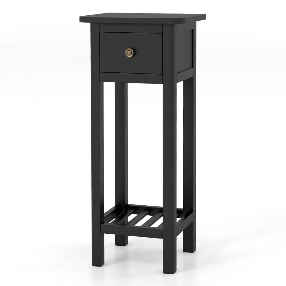 Volenca 2-Tier Slim Bedside Table, Drawer and Shelf, Narrow Nightstand for Bedroom (1)