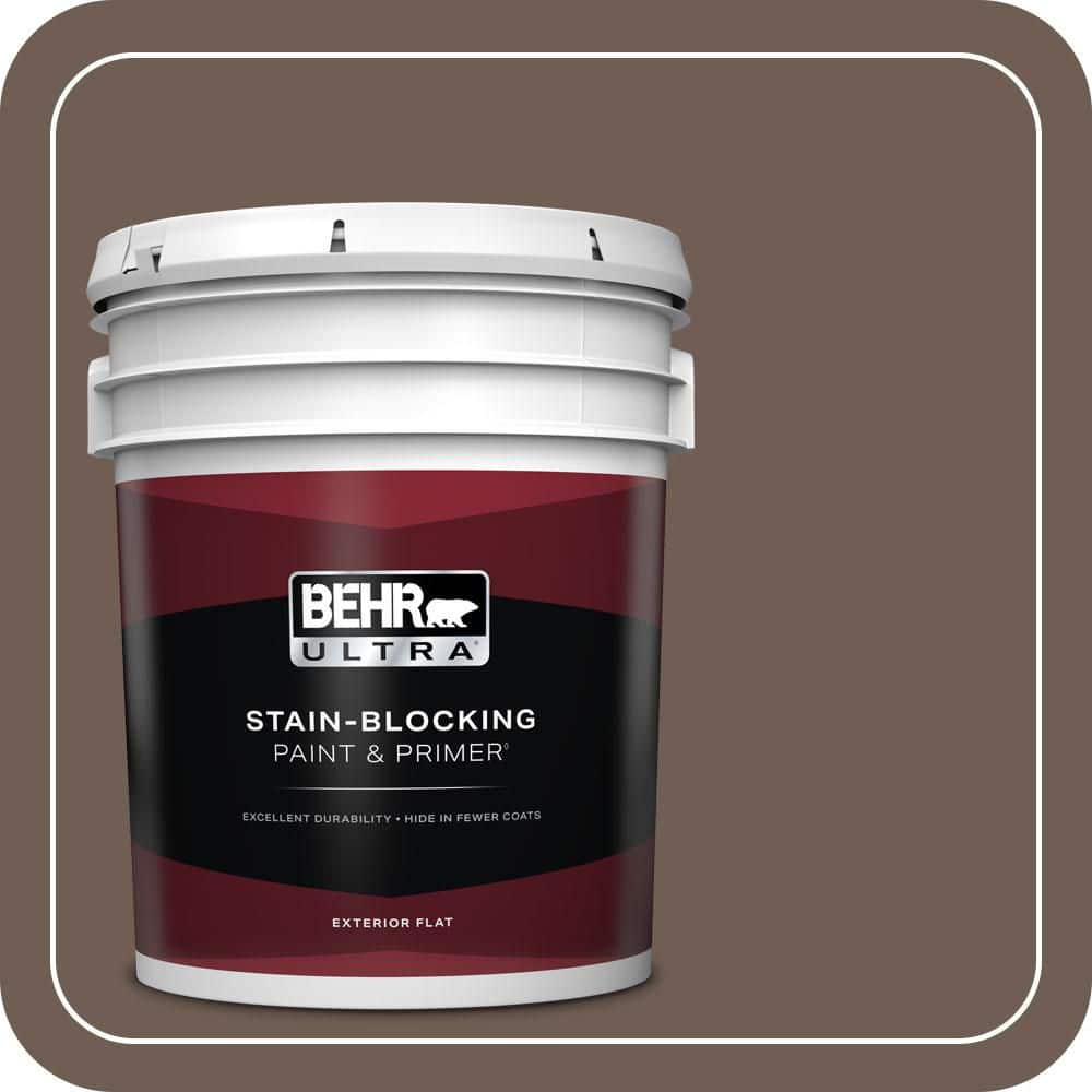 BEHR ULTRA 5 gal. #N210-6 Swiss Brown Flat Exterior Paint & Primer