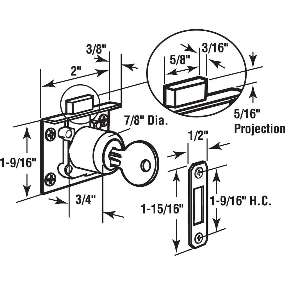 Prime-Line Drawer and Cabinet Lock, Mortise (2)