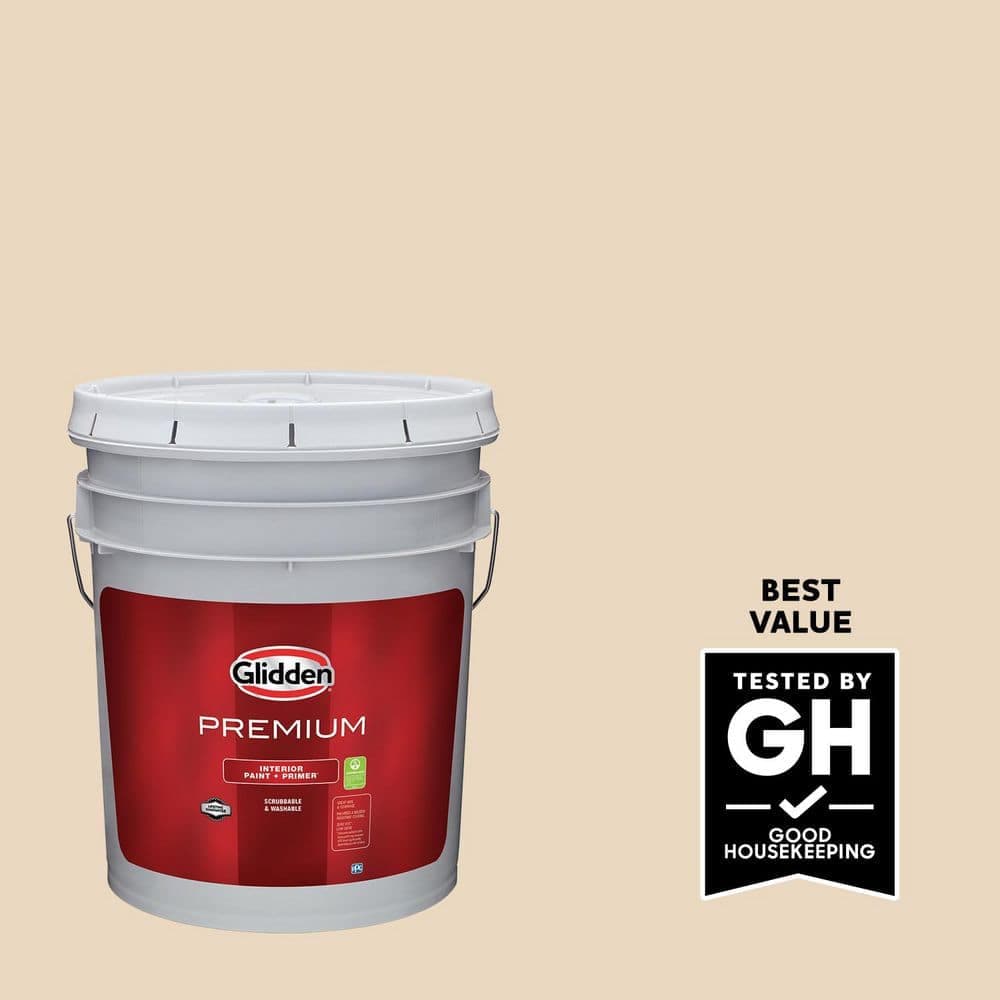 Glidden Premium 5 gal. PPG1087-3 Antique Parchment Semi-Gloss Interior Latex Paint