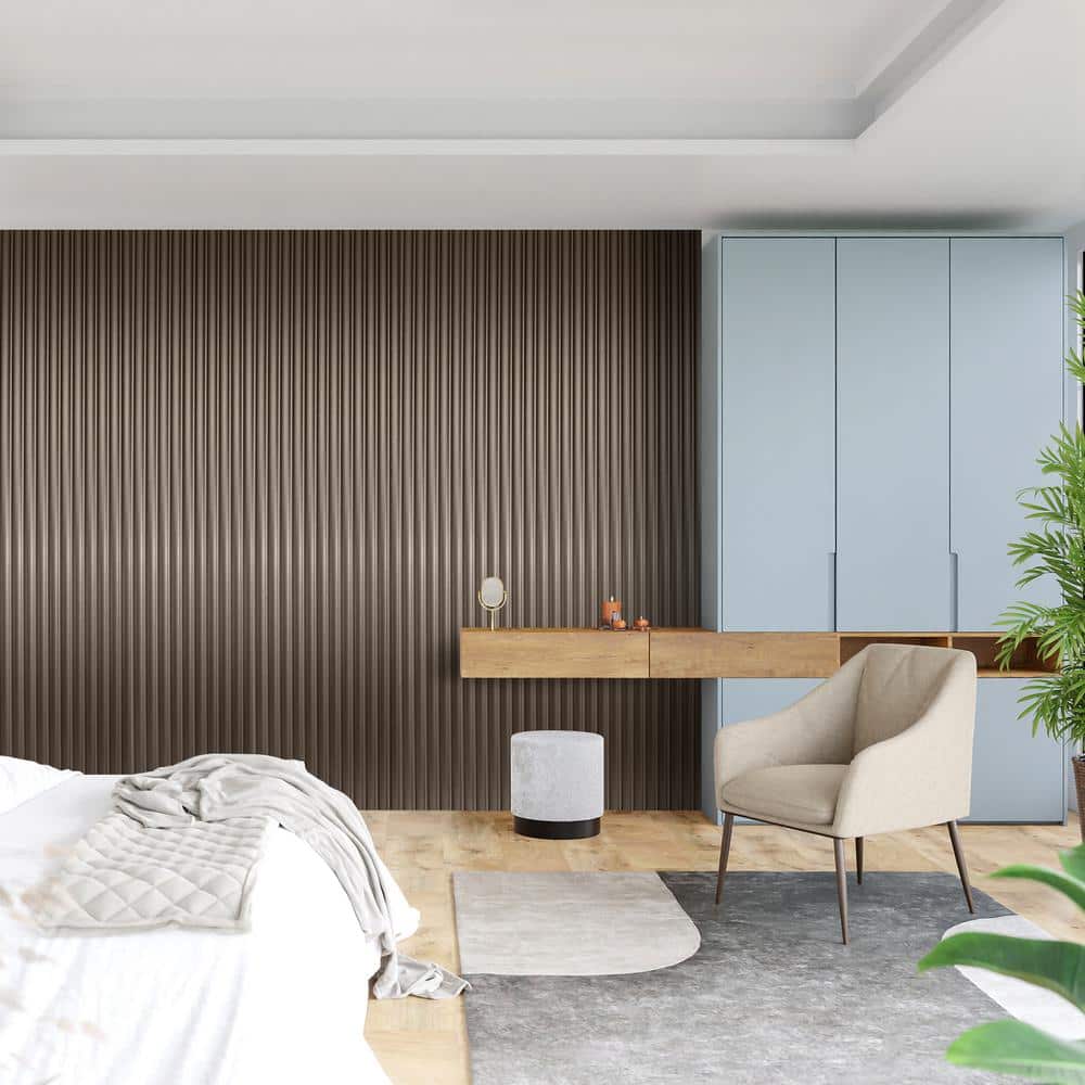 Art3d Fluted Bronze Radiance 2/3 in. x 1/2 ft. x 8-1/2 ft. Water Resistant PVC Decorative Wall Paneling, 8 Pack (2)