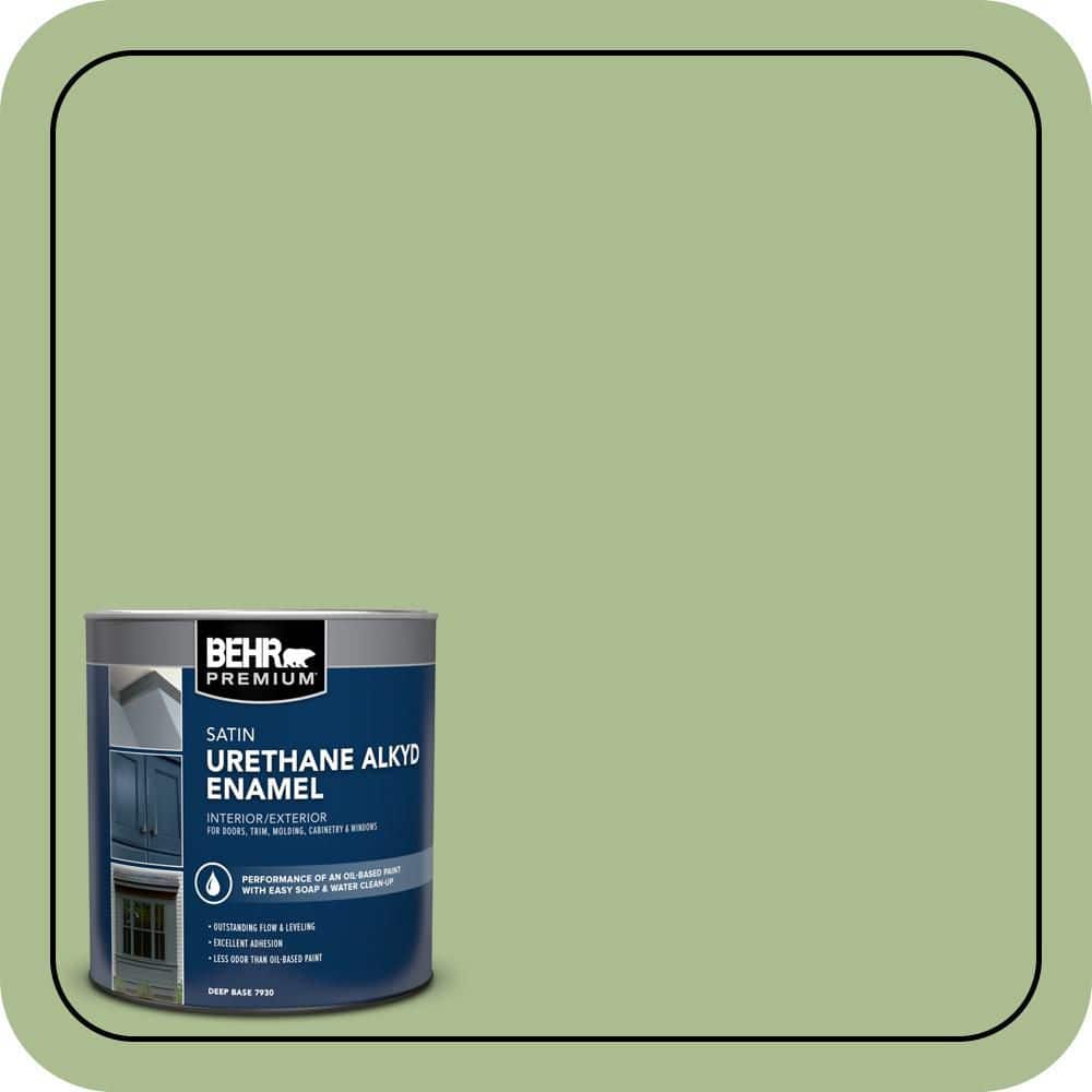 BEHR PREMIUM 1 qt. #M370-4 Chervil Leaves Satin Enamel Urethane Alkyd Interior/Exterior Paint (1)