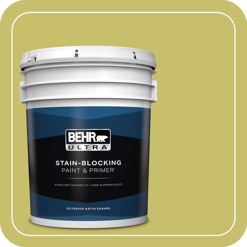 BEHR ULTRA 5 gal. #P350-5 Go Go Lime Satin Enamel Exterior Paint & Primer